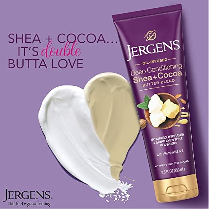 Jergens Shea and Cocoa Whipped Body Butter Lotion, Tone Enriching Hand And Body Lotion for Dry Skin, with Vitamins B3 & E, 8.5 Oz - Image 5